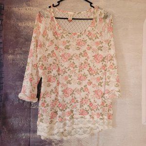 No Boundaries Rose Crocheted Blouse with lace!